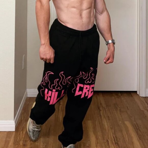 Kill Crew Heavyweight Lux Sweatpants Adult Small Black Pink Fleece Lounge Unisex - Picture 2 of 14